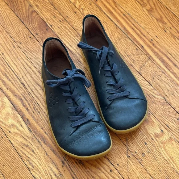 Vivobarefoot Addis Dark Blue Leather Shoes with Minimalist Design US12 Men - Picture 3 of 8